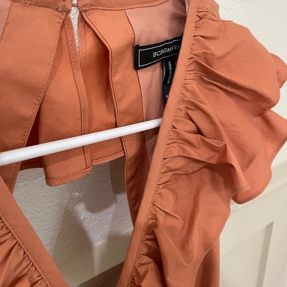 BCBGMAXAZRIA Women’s Peach Ruffle Romper Size XXS - Picture 9 of 14